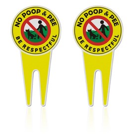 2 Pieces 11.9 x 5.9 Inch No Dog Poop Aluminum Yard Signs, No Poop No Pee Dog Signs for Yard, Be Respectful Sign for Outdoor Use