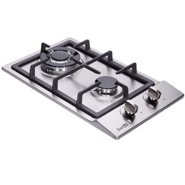 Deli-kit® 12 inch Gas Cooktop Dual Fuel Sealed 2 Burners Stainless Steel Gas Cooktop Drop-In Gas Hob Gas DK223-A01 Cooker Gas Cooker