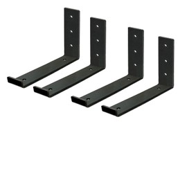 Shelf Brackets 12 Inch for Shelves, Rustic Shelf Supports, Heavy Duty Hook Iron Shelf Brackets, J Bracket, Industrial Shelf Bracket, Modern Lip Metal Wall Shelf Bracket - 4 Pack