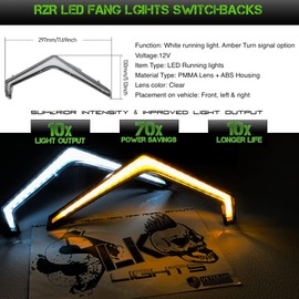 SLK-Lights LED Turn Signal light for Polaris RZR XP, Front Signature Accent Fang Light Assembly for Polaris RZR XP 1000 Turbo 2019 2020 2021 2022(#2884053, Clear 2pcs)