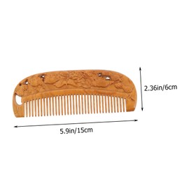 VICASKY 1pc Sandalwood Hair Comb for Detangling Dual-sided Carved Design Healthy Comb for Hair Types