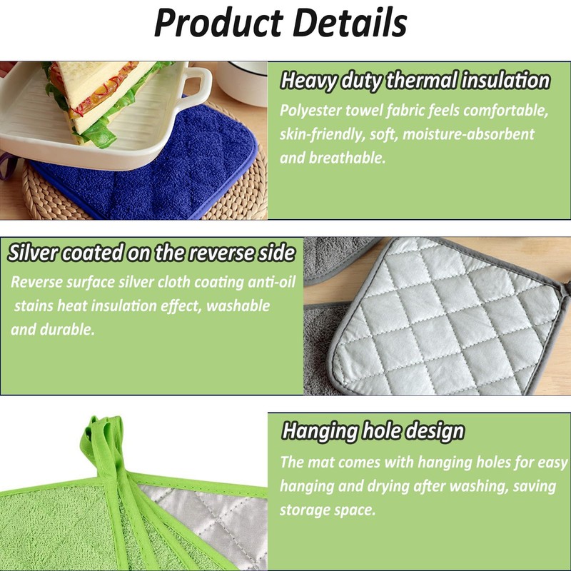 5 Pack Terry Cloth Pot Holders for Kitchen Heat Resistant,