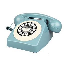 Teléfono retro, teléfonos fijos clásicos de moda antigua para el hogar/la oficina, teléfono rotativo azul francés antiguo con cable, regalo para decoración de arte