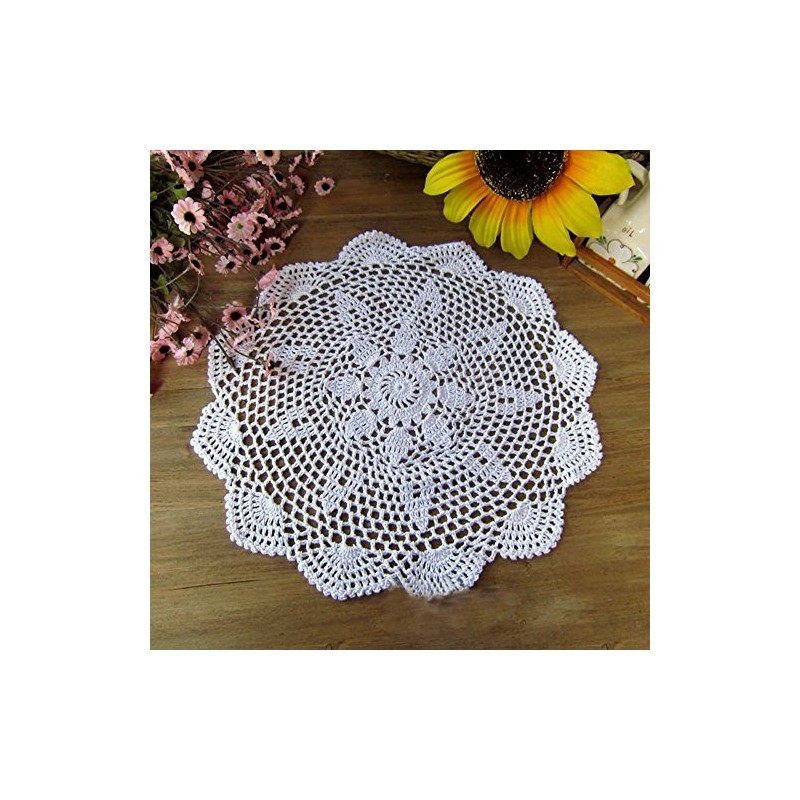 Lelefly Cotton Handmade Crochet lace Table Runners Round Tablecloth Doilies
