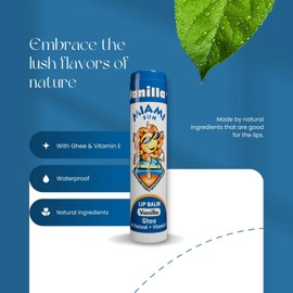 Miami Sun Natural Ghee Lip Balm, Hydrating Lip Treatment with Shea Butter & Beeswax, Organic & Non-Toxic, Best for Dry, Chapped Lips - Moisturizing, Healing, Chemical-Free Lip Care (1 Count, Vanilla)