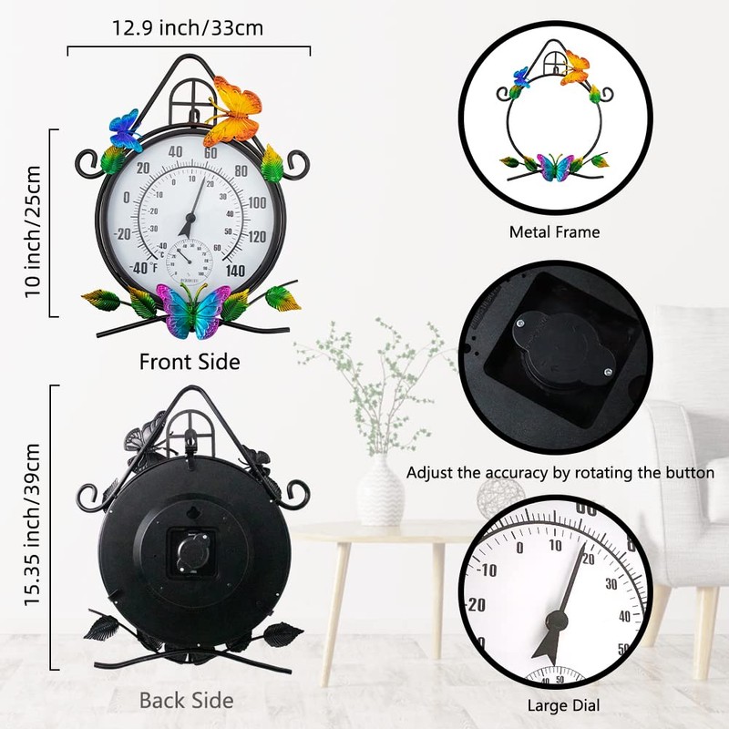 HOBYLUBY Indoor Outdoor Thermometer，Large Wall-Mounted Thermometer with Humidity, Easy to