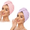 JZS Microfiber Hair Towel, 2 Pack Anti Frizz Quick Dry Hair Towels with Button for Women Super Absorbent Fast Drying