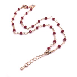 SIFRIMANIA Miraculous Virgin and Divine Mercy Scapular Necklace Red Crystal Handmade Chain (Burgundy)