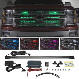 LEDGlow Million Color LED Grille Accent Neon Lighting Kit for Cars & Trucks - 18 Solid Colors - 12 Patterns - 24" Multi-Color Light Tube - Includes Control Box & Wireless Remote