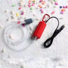 Aquarium Air Pump Mini USB Fish Tank Oxygen Air Pump Portable Ultra Silent Air Aerator Pump Energy Saving Oxygen Bubbler with Air Stone and Single Outlet Silicone Tube 1W (Red)