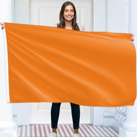 Solid Orange Flag – Plain Orange Flag - Double-sided Print – 90G polyester - Double Seam - 2 brass eyelets, large 5ft x 3ft