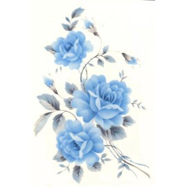 Captive Decals Blue Summer Rose Spray 1 pc 7-1/2" X 5" Overglaze Waterslide Ceramic Decal