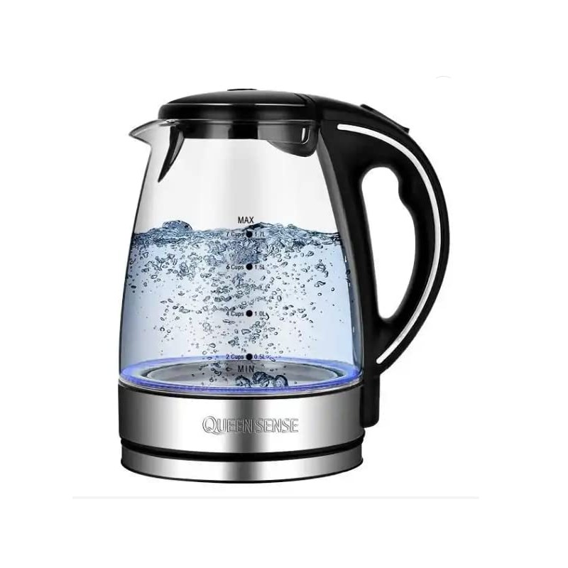 QUEENSENSE 1.7L 360° Rotational Base High Stilbene Led-Light Electric Glass