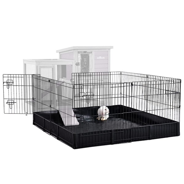 Aivituvin Pet Playpen, Small Animal Cage, Exercise Pen and Enclosure with Waterproof Floor Mat and Door- Package is Extension Playpen ONLY