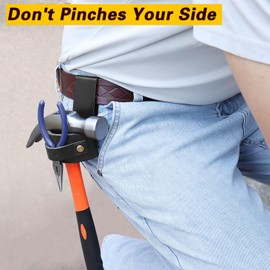 quipuda Hammer Holder for Tool Belt, Axe Holder Hammer Holster Loop Clip for Tape Measure Holder, Full Genuine Leather (Black)