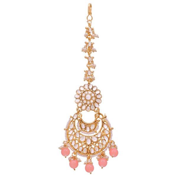 Traditional Gold-Plated Chandbali Design Kundan Work Manng Tika