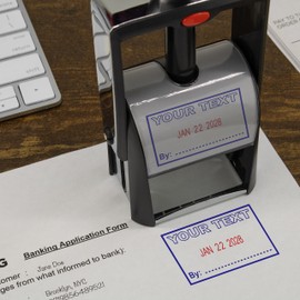 MaxMark Heavy Duty Self Inking Date Stamp with Phrase Emailed - 2 Color Blue/Red Ink