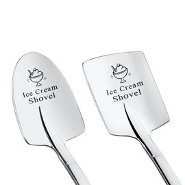 Ice Cream Shovel Gifts Set for Best Friends Friendship Christmas Birthday Graduation Gifts for Women Friend Ice Cream Lovers Besties Sisters Funny Engraved Stainless Steel Shovel Spoons
