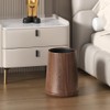 LEASYLIFE 8L/2.1GAL Modern Metal Waste Bin with Realistic Wood Texture,Built-in