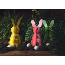 XL Easter Bunny Easter Eggs Decoration Easter Honeycomb Ball Honeycomb Balls Made of Cardboard Colourful Easter Decoration for Hanging or Standing Pink Easter Bunny 30 cm