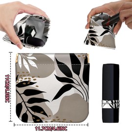 Deokke Pack of 2 small purses for women, coin purses for men and women, mini purse, coin purse, key bag, soft, comfortable, cute coin compartment wallet, T13 Leaf Flower, Pattern: