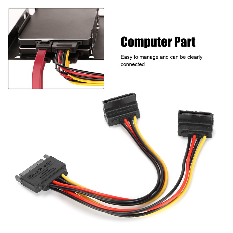 10Pcs SATA Power Adapter 15pin 1 Male to 2 Female