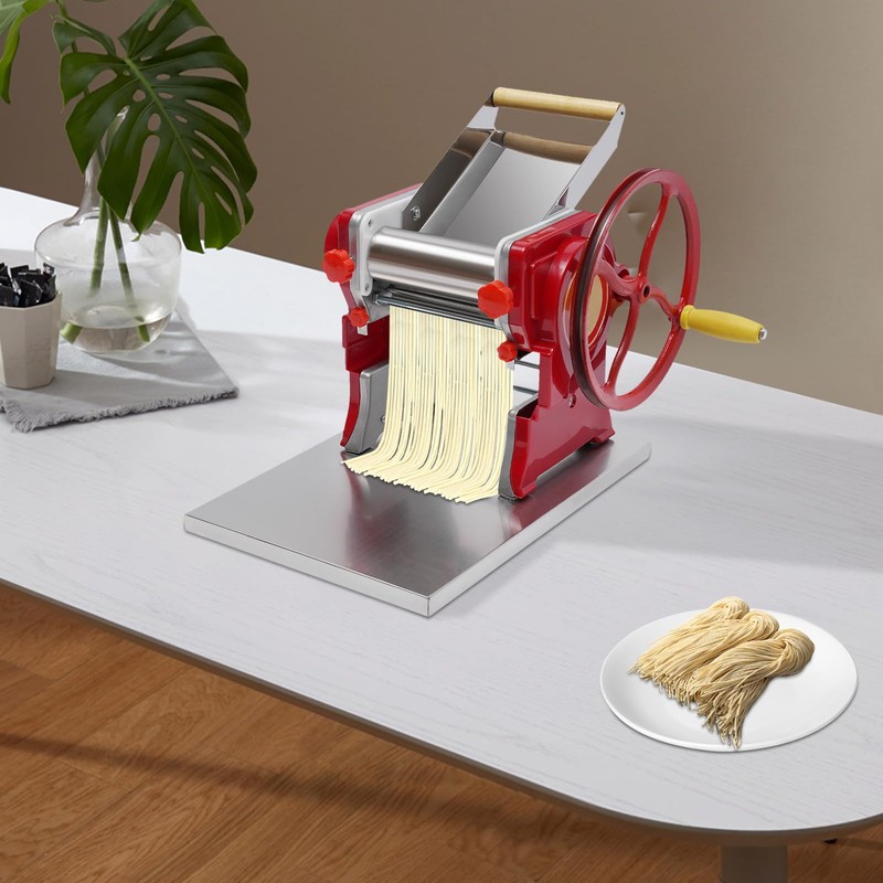 Pasta Maker Machine, Manual Hand Press, Adjustable Thickness Settings (0.5-5