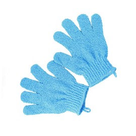 Outanaya 1pair Exfoliating Bath Gloves for Men Women Five Finger Shower Mitt Dual-sided Scrubber for Body Wash Compatible Soap Shower Gel Stretchy Fits