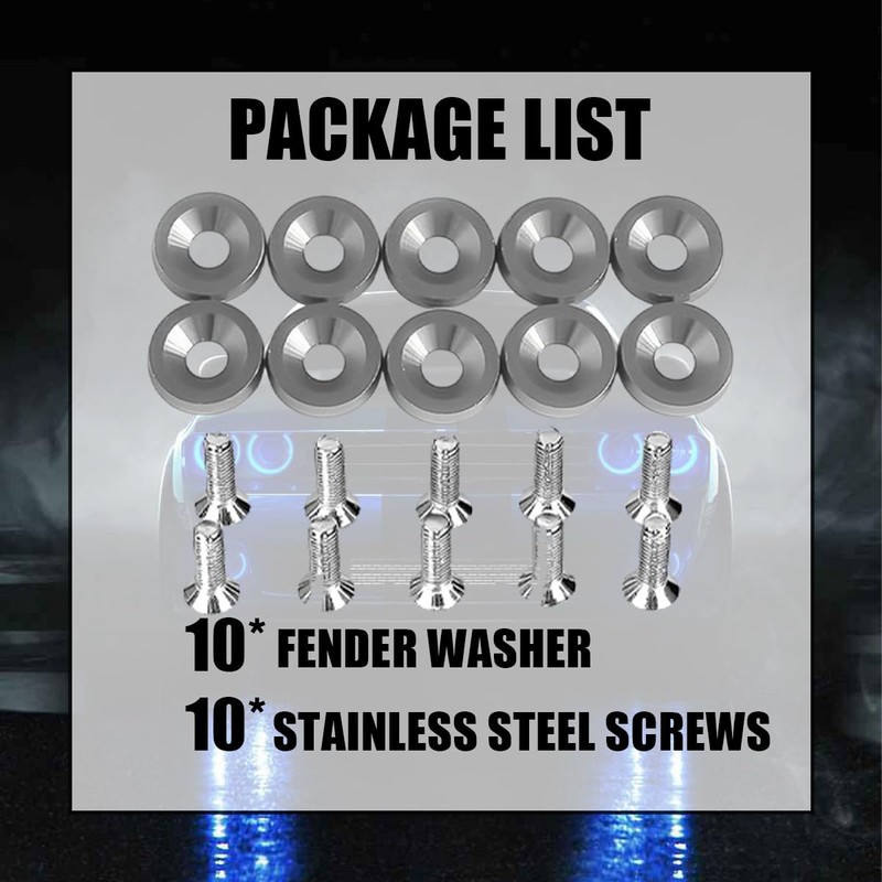 JNNJ 10 Pieces M6 Mudguard Washer Engine Compartment Dress Up