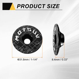 sourcing map 1 1/4" OD Bicycle Headset Stem Top Cap Aluminum Alloy Cycling Headset Cover Stem for Mountain Bicycle Road Bicycle MTB, Black