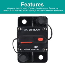 100 Amp Circuit Breaker,Waterproof,with Manual Reset,12V-48V DC, for Car Marine Trolling Motors Boat ATV Manual Power Protect and Automotive Marine Boat Audio System Protection