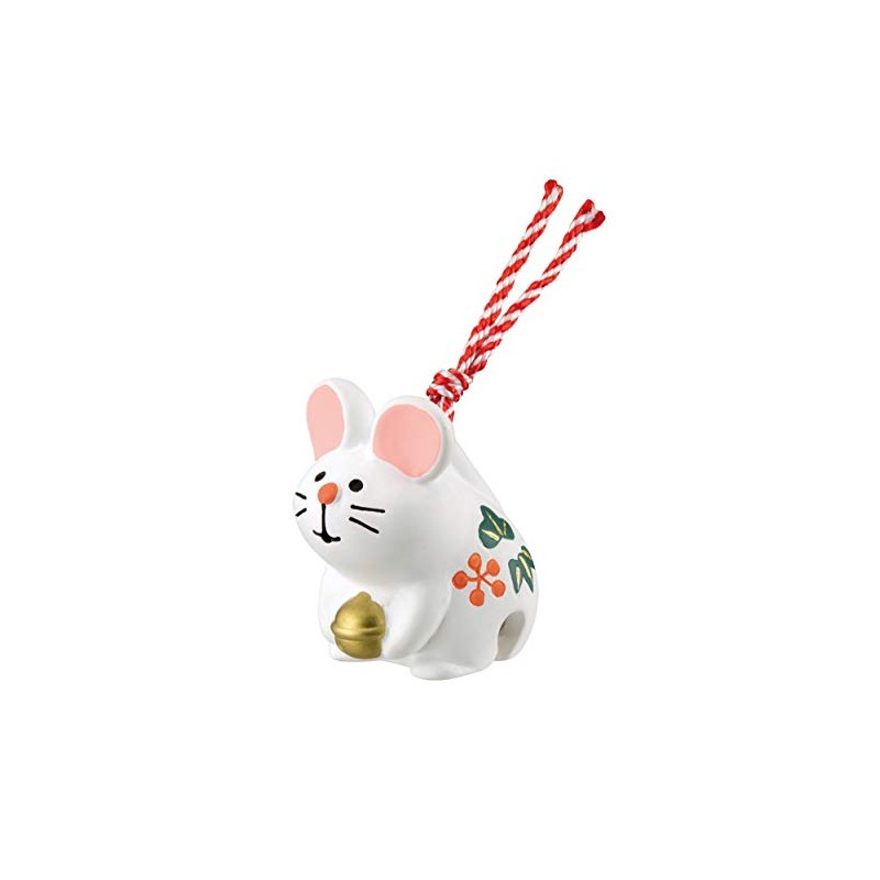 Decole ZSG-61212 Design Accessory ZSG-61212 White Mouse Zodiac Earthen Bell,