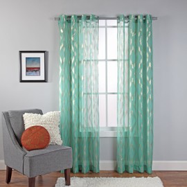Stylemaster Home Products Delancey Metallic Print Sheer Grommet Panel, 55 by 84-Inch, Teal