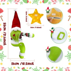 OurWarm Gnome Christmas Tree Topper Star Lighted, Plush Stuffed Xmas Tree Toppers Christmas Decorations Indoor, Christmas Tree Star Topper with Lights for Wine Bottle Curtain Christmas Tree Decor