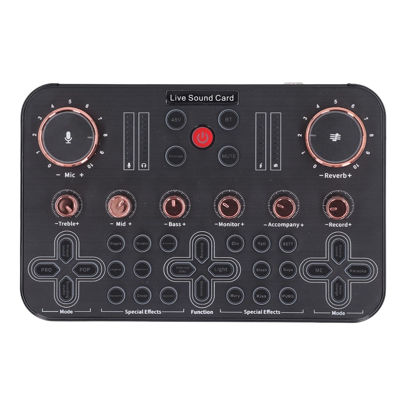 Live Sound Card Voice Changer Soundboard Bluetooth Audio Mixer for