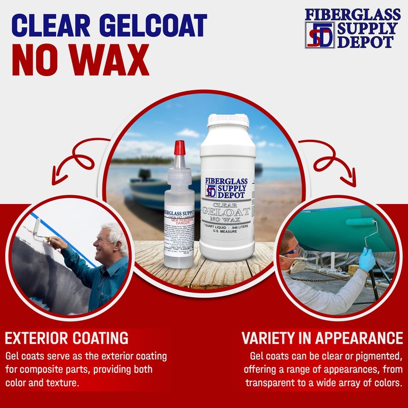 Fiberglass Supply Depot Clear UV Gelcoat No Wax Quart with
