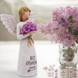 AUKEST Grandma Gift, Christmas Day Birthday Gifts for Grandma, Great Grandma Gifts, First Time Grandma Gifts, Gifts Ideas for Grandma, Sculpted Hand-Painted Figure (Purple Flowers)