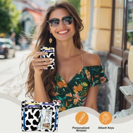 Yonlevres Credit Card Holder Slim Wallet, Cow RFID Wallet Women Front Pocket Small Card Holder, Travel Cute Funny Thin Card Case ID Window PU Leather RFID Blocking Card Organizer Gifts Girls Ladies