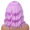 Short Bob Wavy Wig with Bangs, Shoulder‑Length Wigs for Women,Purple