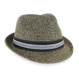 Belfry Men Women Summer Straw Trilby Fedora Hat in Blue Tan Black Luz Black LRG