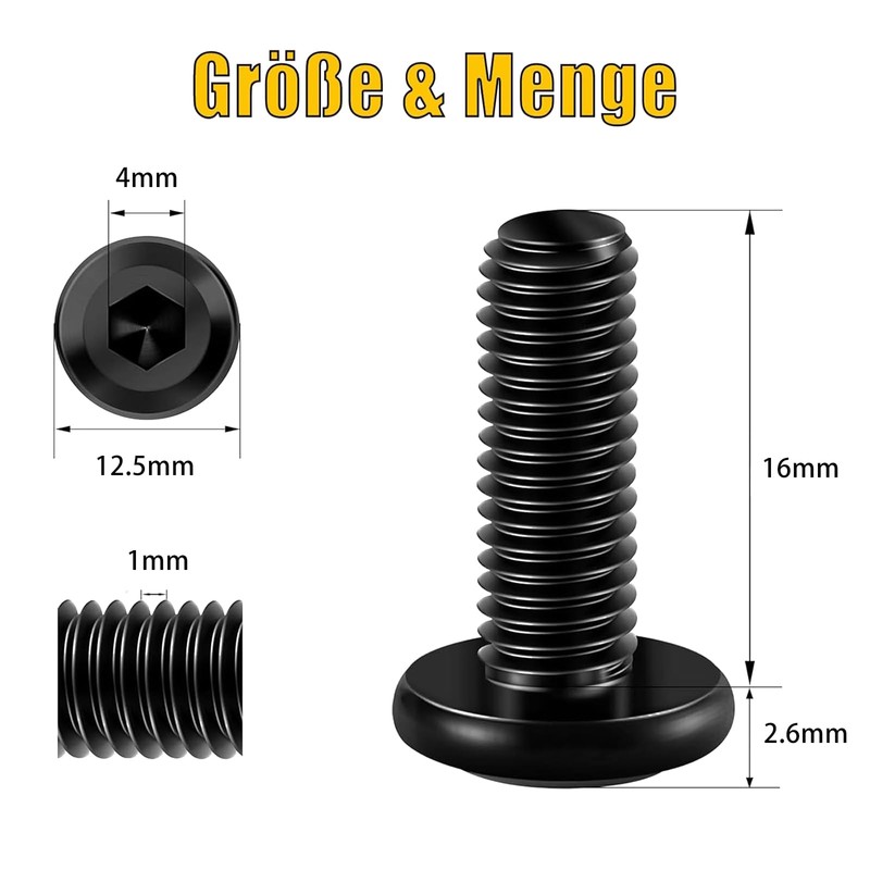 Pack of 30 M6 x 16 Flat Head Screws Hexagon
