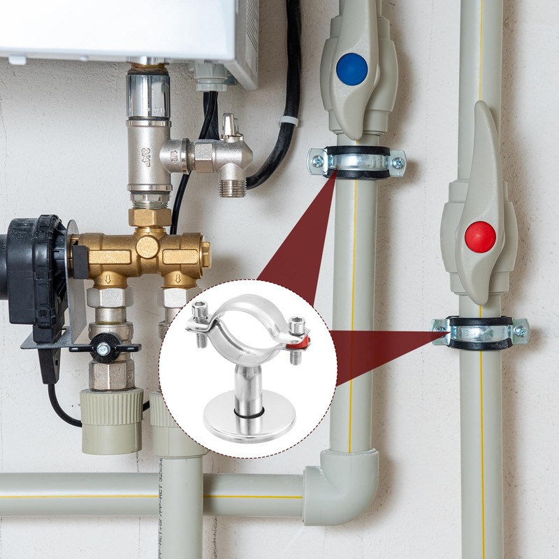 sourcing map Pipe Support, Stainless Steel Pipe Support Bracket, Adjustable