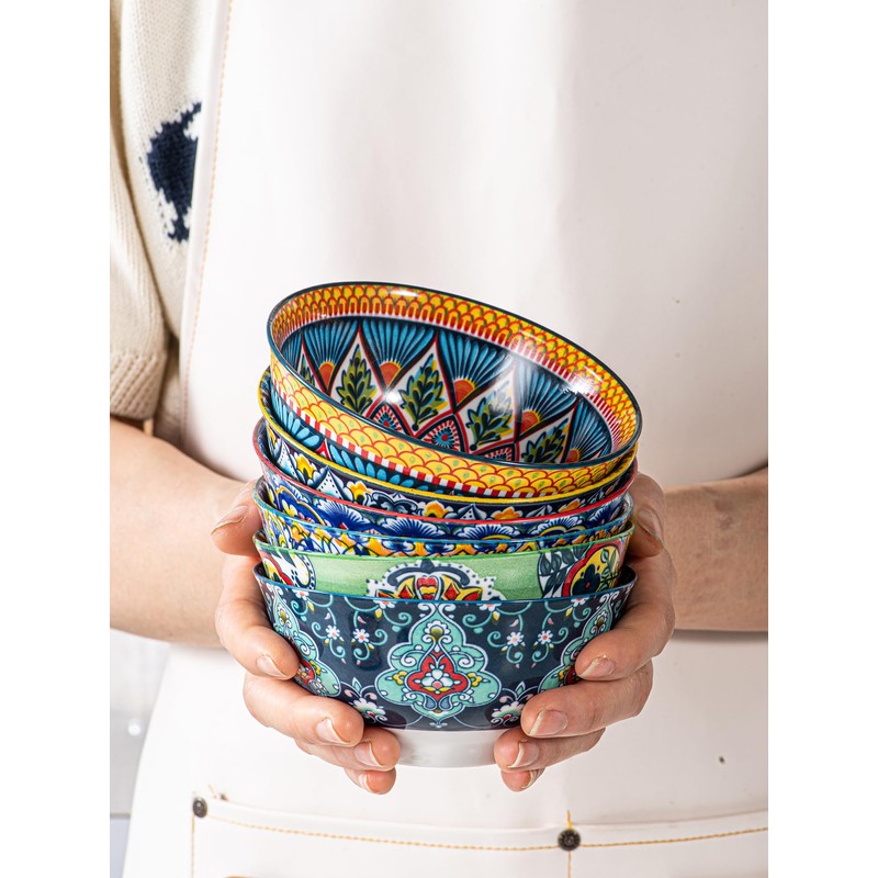 HENXFEN LEAD Small Dessert Bowls – 10 oz Boho Ceramic