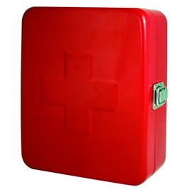 Kikkerland Empty Multi-Purpose Portable Compact Steel First Aid Kit Organizer Box Case, Small, 6" x 7.5, Red, for Home, Travel, Office, Camping