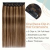 Elailite Real Hair Clip-In Extensions 1 Weft #4P27 Medium Brown