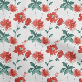 oneOone Velvet Red Fabric Floral Quilting Supplies Print Sewing Fabric by The Yard 58 Inch Wide