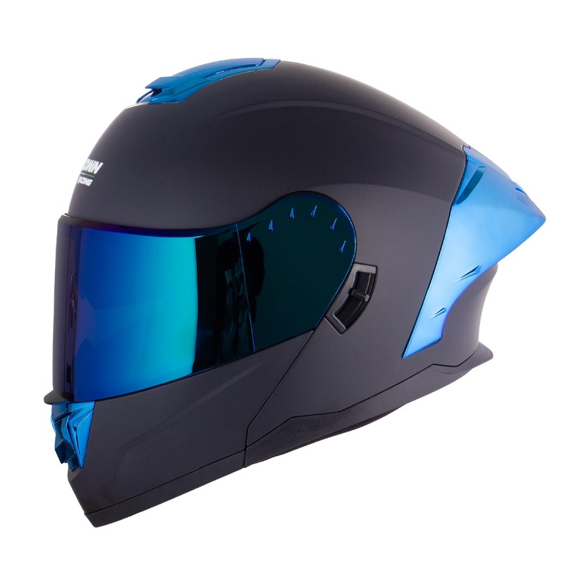 Crown Racing Motorcycle Helmets Blue Modular Full Face Helmet Flip