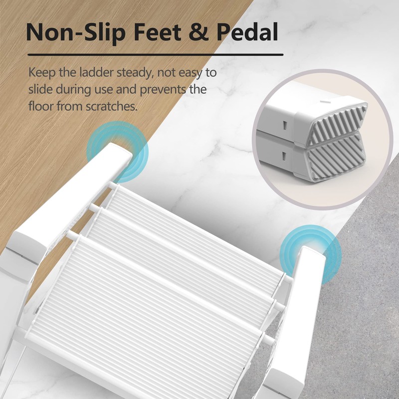 SOLADDER Step Ladder 3 Step Folding, Small Step Stool for