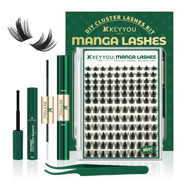 KEYYOU Manga Lash Clusters Kit 8-18mm Eyelash Clusters Kit DIY