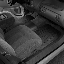 Motor Trend WingRunner Rubber Rear Floor Mats Liners for 2nd or 3rd Row, Back Row 1-Piece Heavy Duty All Weather Protection Universal Fit Designed to Fit Trucks Cars Sedans SUVs Easy to Clean - Black